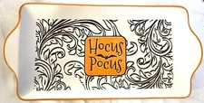 Hocus Pokus Ceramic Platter /Tray By Blue Sky Halloween Bat Witch 14.5x7”