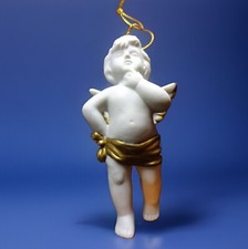 white angel with gold colored tipped wings Hanging ornament