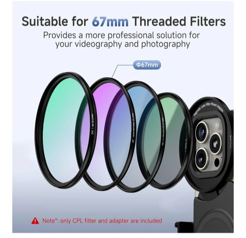Magnetic Lens 67mm CPL Filter Adapter Kit w/Bag for iPhone 16 Pro 15 14 Max Plus - Photo 8 sur 13