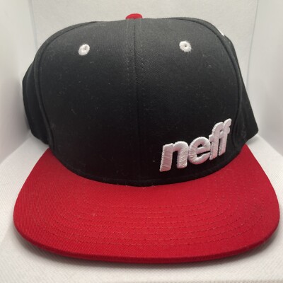 Neff Black/Red Spellout Logo Skater Snapback Hat Men's O/S