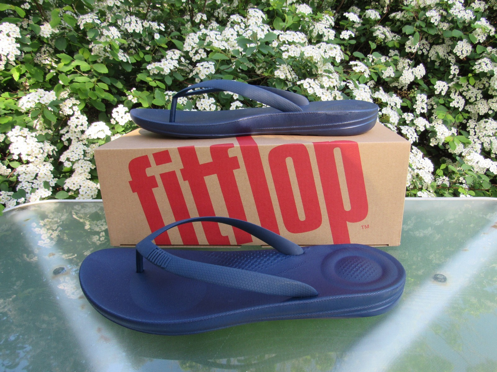 Эргономичные сандалии-шлепанцы FitFlop IQushion, черные, темно-синие, мужские размеры 11, 12