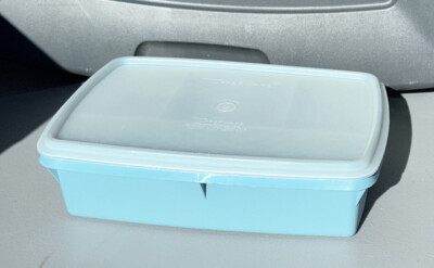 Vintage Tupperware Blue Stow And Go Compartment  Storage Snack Craft Box 767-2