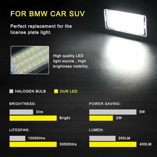2pcs Error Free LED License Plate Light Bulb For BMW E90 E92 E39 E60 E61 M5 E70 - Picture 5 of 8