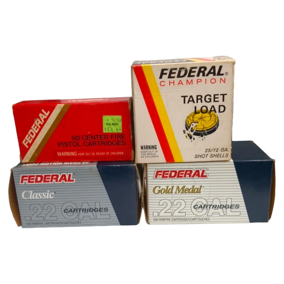 Lot of 4 Federal Vintage Hunting Shot Gun Shell 22 and 380 Ammo Cardboard Boxes - Image 2 of 4