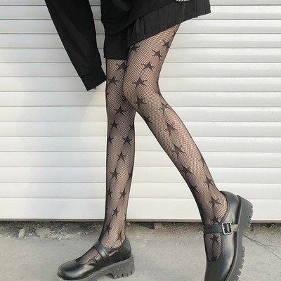 Stripe Seamless Floral Pantyhose Star 