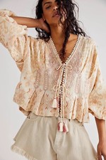 Free People Sun Baked Bomber Bed Jacket Xs Sand Beige Bnwt $328