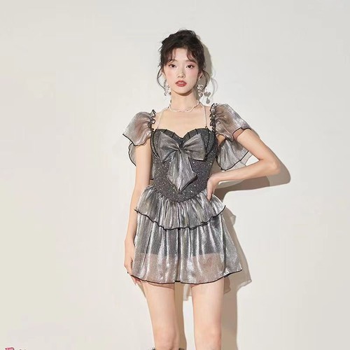 Women Sequins Tube Swim Dress Sexy Swimwear Slim Bathing Suit - Picture 15 of 15