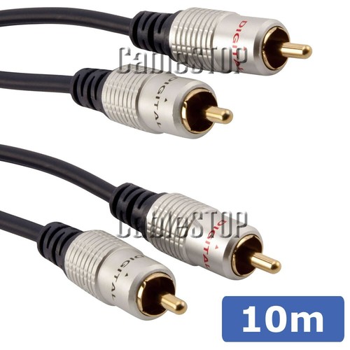 10m GOLD 2 x RCA Phono Male to Male Audio Speaker Lead OFC Cable - Picture 2 of 3