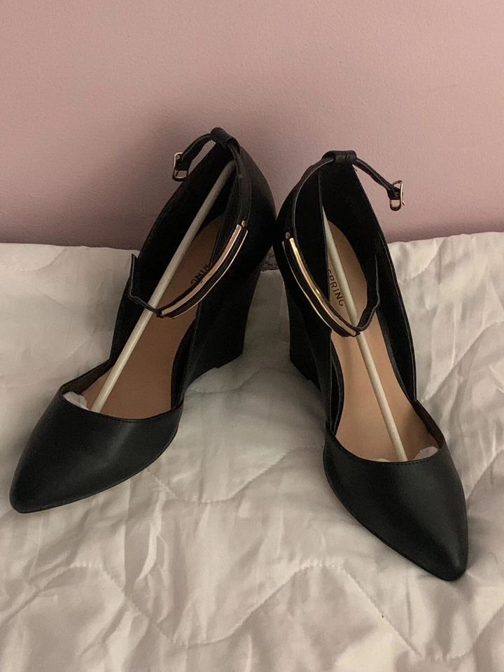 CALL IT SPRING By Debenhams Women Black Wedged Close Toe Shoes UK Size 8 New Box - Image 3 of 4