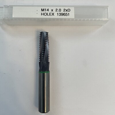 M14x2 2mm Teilung 2xD GEWINDEFRÄSER HOLEX 139651 Hartmetall Durch Kühlmittel MwSt Rechnung