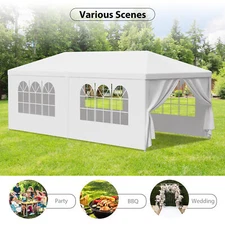10'x20' White Outdoor Wedding  Party Canopy Tent 6 Removable Window Walls
