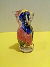 Murano Art Glass Multi Colored Owl Figurine 5 by 3 by 2.5" 