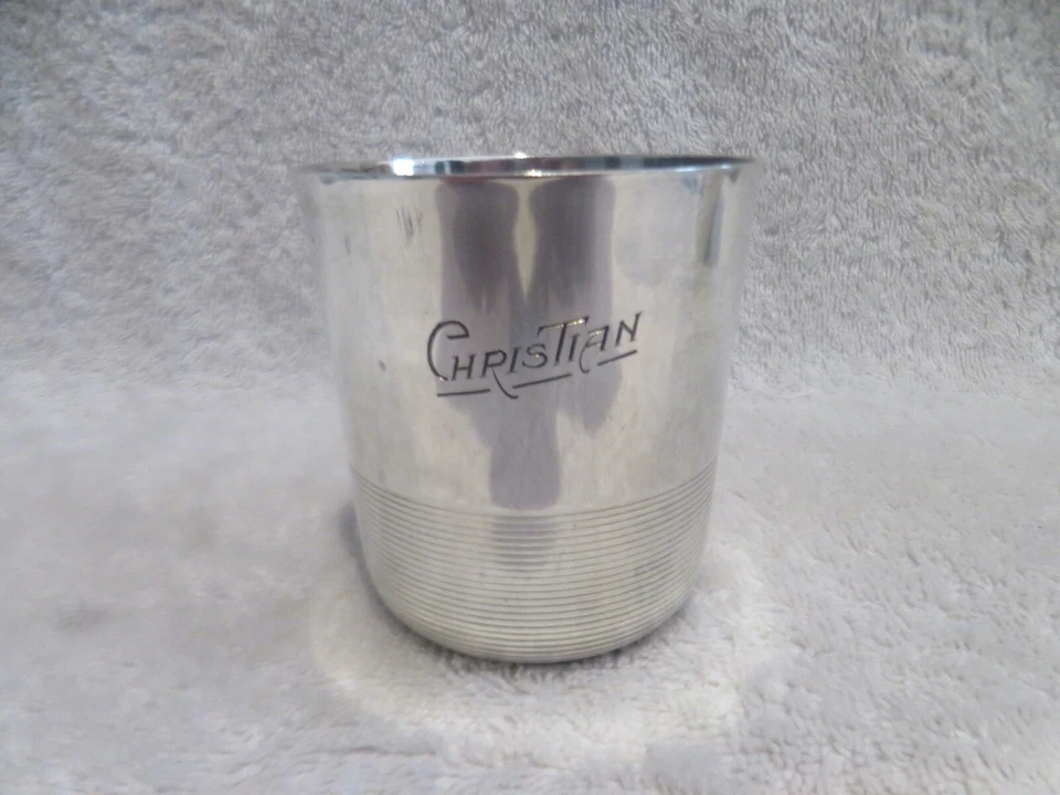 Taza bebé plata mediados siglo XX 950 Christofle Cardeilhac Lanel ondulaciones Christian Foto 2 de 4