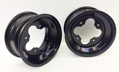 DWT Black A5 Rolled Lip ATV Front Wheel PAIR 10'' 10x5 3+2 4/144 450R 400EX 250R