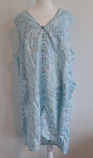 0560 - Lati Fashion Blue and White Weave Floral Pattern Button Up Night Gown