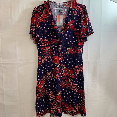 Oasis Womens NWT Button Down Front Floral Mini Dress Size 8