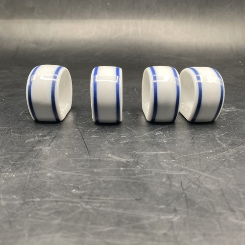 8pc Dansk Bistro Cook & Serve Ceramic Napkin Rings Christianshavn Blue Box - Picture 10 of 15