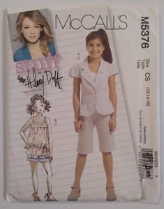 McCALLS #5376 GIRLS SIZE 12-14-16 JACKET TOP SHORTS CAPRI PATTERN UC HILARY DUFF