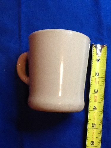 VINTAGE 'DINER' COFFEE MUG, LARGE HEAVY, TAN, THICK, WALLACE CHINA USA 102524C - Picture 5 of 6