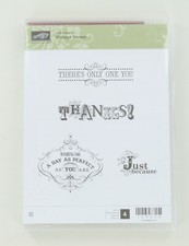 Retired Stampin Up Clear Mount Stamps - Vintage Verses - Just because, Thanks