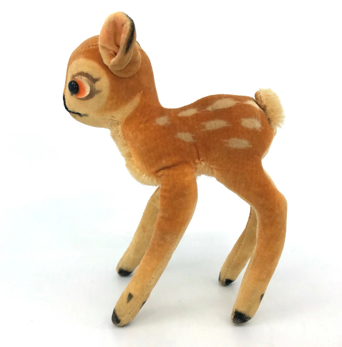 Steiff Bambi Deer x 2 Velvet and Mohair Plush 1960s Disney 14cm 22cm Vtg no  ID