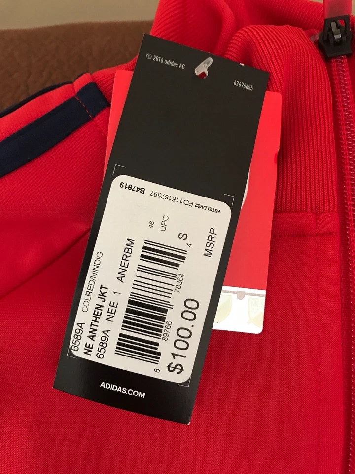 Adidas New England mls soccer Red Anthem Track jacket NWT size Small Men's - Image 4 of 4