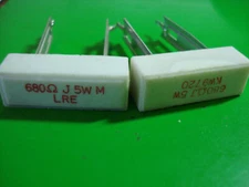 Resistor 5 Watt [2] Cement Power Resistors 680 ohm Metal Plate NOS