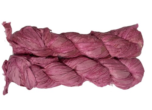 100g of Recycled Sari Silk Ribbon Yarn Rose pink - Picture 3 of 3
