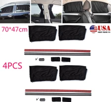 4Pcs 70cm x 47cm Adjustable Car Side Window Curtain Sunshade UV Protection Black
