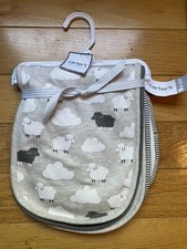 NEW Carter  s 4 Pack Baby Burp Cloths Cotton Sheep Clouds Gray White HTF