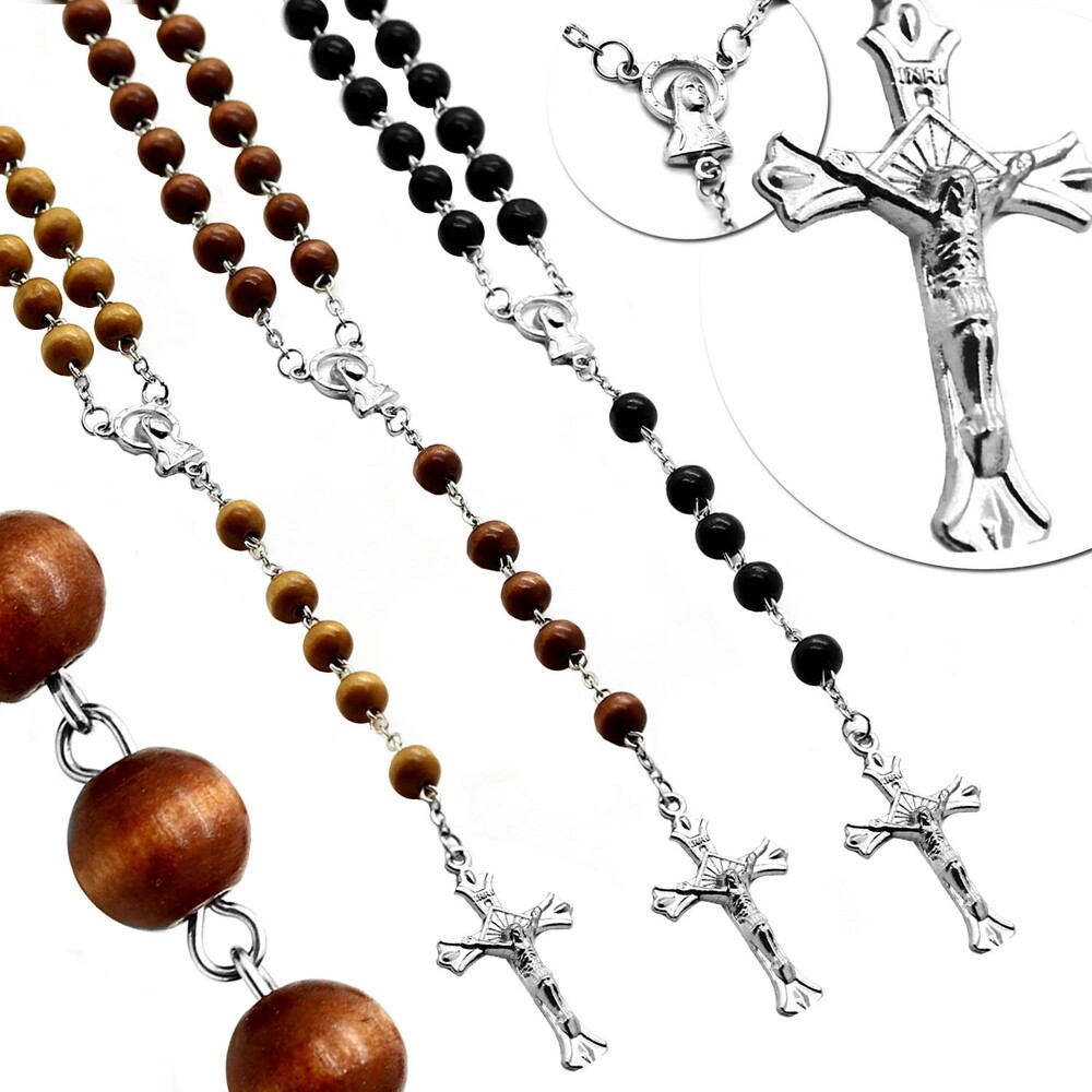 Limtula Holz Rosenkranz Halskette - Katholisches Accessoire Aus Holzperlen