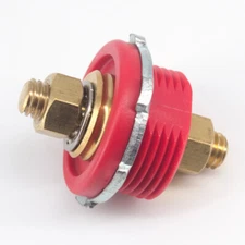 Red Battery Terminal Bulkhead Feed-Thru Panel Positive Connector Post 3/8" Stud
