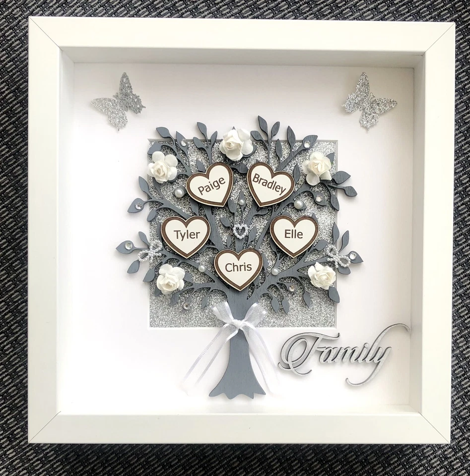 Personalised 3D Box Frame Family Tree Gift Unique Keepsake Home Art Decor - Image 2 of 4