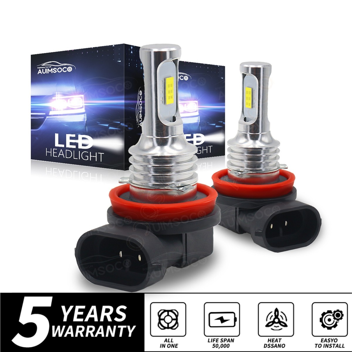 H11 LED Headlight Super Bright Bulbs Kit 12000K White 330000LM