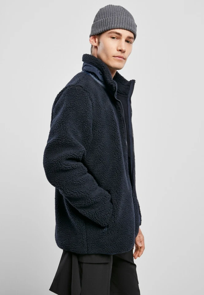 Chaqueta para hombre Urban Classics Sherpa calce ancho azul marino tallas grandes Foto 4 de 4