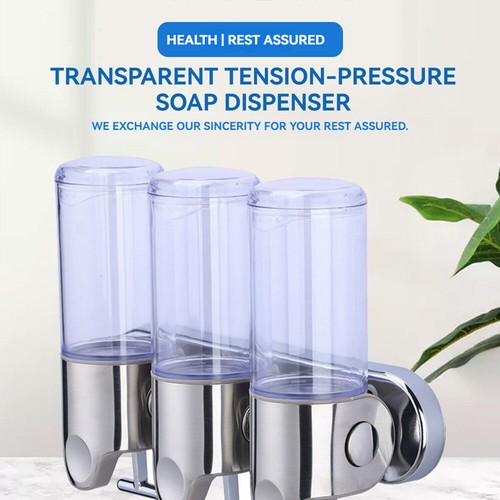 500ml Wall Mounted Soap Shampoo Hand Sanitizer Pump Dispenser Bathroom Shower { - Picture 3 of 10