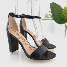 Sam Edelman Womens Yaro Sandal 10.5 Black Leather Chunky Heel Ankle Strap Shoe