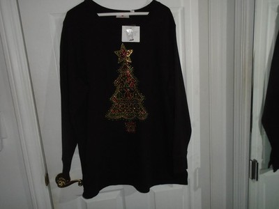 Quacker Factory Fair Isle Fun Holiday Fleece Embellished Christmas Tree Top 1X