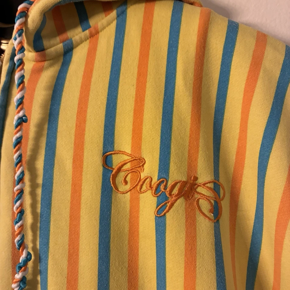 Colete com capuz Coogi masculino vintage Y2K listrado amarelo sem mangas tamanho 4XL - Imagem 3 de 4