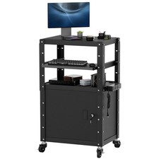 Heavy Duty AV Cart Adjustable Height Rolling Computer Cart Pullout Keyboard Tray