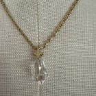 Vtg Midcentury Costume Tear Drop Crystal Pendant w/ Gold Tone Chain 16” — photo 2