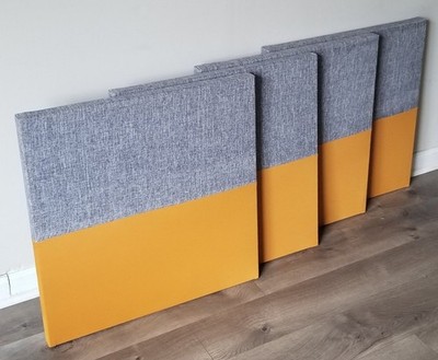 4 Sound Absorbing Acoustic Wall Panels in Grey/Golden Rod Set of 4
