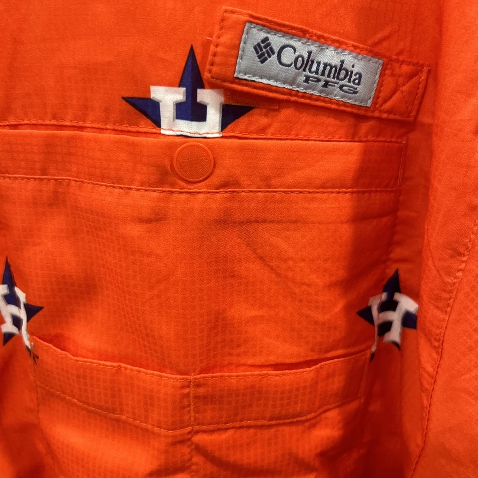 Camisa Columbia Houston Astros PFG Para Hombre Talla XL Naranja Ventilada Abotonada Foto 2 de 4