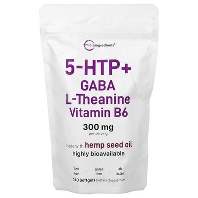 5 HTP + Gaba, L-Theanine, Vitamin B6, 240 Softgels