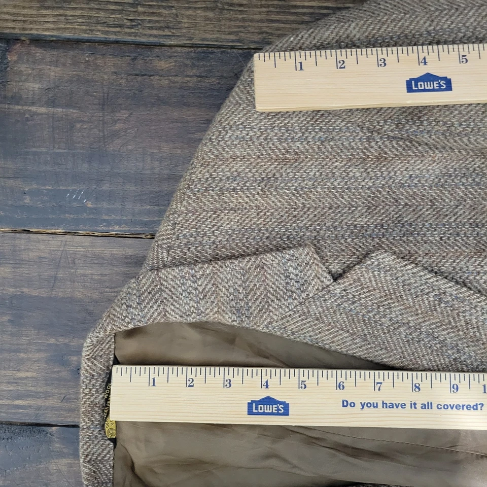 Abrigo Blazer Deportivo Estilo Tweed Para Hombre Dos Botones Marrón Lana Espiga Aproximadamente 44L Foto 4 de 4