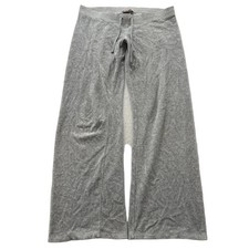 Vintage Juicy Couture Women Heather Gray Velour Flare Wide Leg Track Pant Size L
