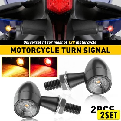 2Set Motorcycle Mini LED Indicator Amber Bullet Turn Signals Blinker Light Lamp