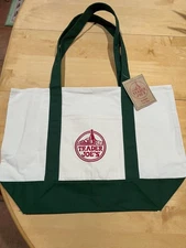 Trader Joe’s Canvas Tote Shopping Bag - LARGE GREEN - NEW with TAGS