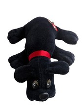 TONKA POUND PUPPY Black Vintage 1986 8  Red Collar Embroidered Stuffed Plush EUC