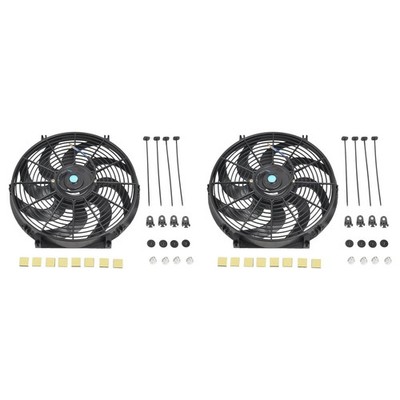 2pack 14'' Slim Fan Push Pull Electric Radiator Engine Cooling Mount Kit Black